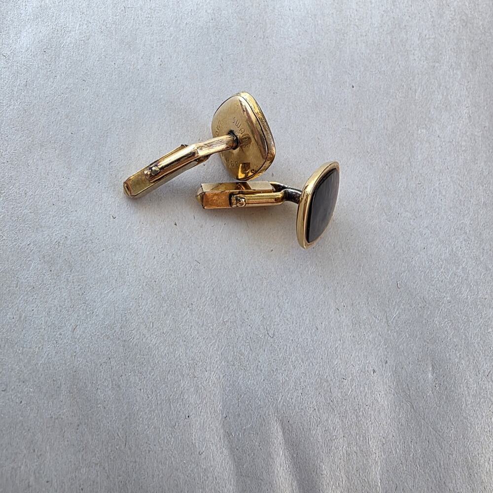 Vintage SWANK Mother of Pearl Abalone 1/40 10K Rolled Plated Cuff Links Gray - Picture 6 of 8